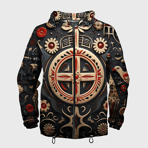 Мужская ветровка Орнамент в славянской стилистике / 3D-Черный – фото 1