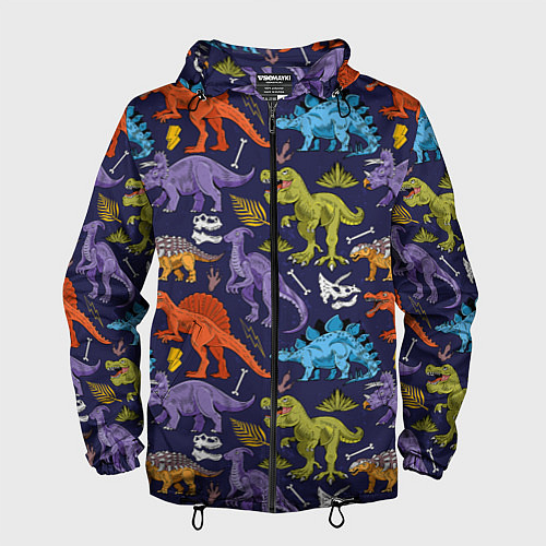 Мужская ветровка Мультяшные динозавры / 3D-Черный – фото 1