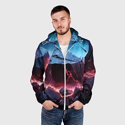 Ветровка с капюшоном мужская Разлом больших камней, цвет: 3D-белый — фото 2