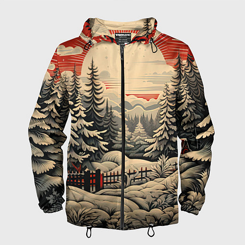 Мужская ветровка Блеск снежинок новогодний стиль / 3D-Черный – фото 1