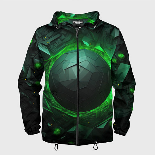 Мужская ветровка Абстрактная гармония зеленого / 3D-Черный – фото 1