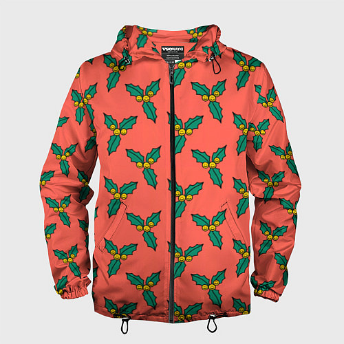 Мужская ветровка Ягоды остролиста / 3D-Черный – фото 1