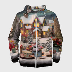 Мужская ветровка Объемные новогодние домики