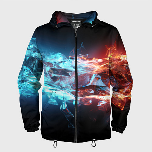 Мужская ветровка Лед и пламя абстракция / 3D-Черный – фото 1