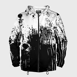 Ветровка с капюшоном мужская Черно-белая абстракция гранж, цвет: 3D-черный