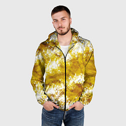 Ветровка с капюшоном мужская Желто-белая абстракция, цвет: 3D-черный — фото 2
