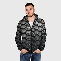 Ветровка с капюшоном мужская Текстура черного дракона, цвет: 3D-черный — фото 2