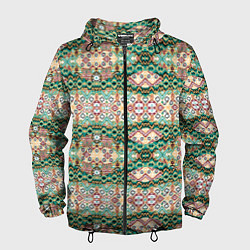 Мужская ветровка Орнамент зеленый мелкий икат