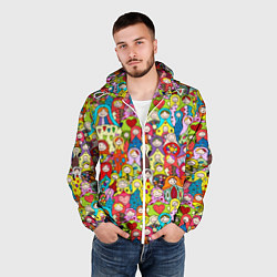 Ветровка с капюшоном мужская Веселые русские матрешки, цвет: 3D-белый — фото 2