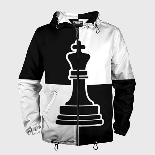 Мужская ветровка Шахматы - ферзь / 3D-Черный – фото 1