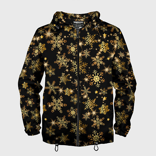 Мужская ветровка Россыпи золотых снежинок / 3D-Черный – фото 1