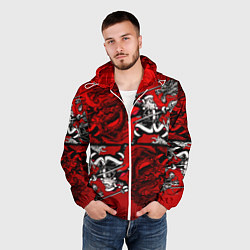 Ветровка с капюшоном мужская Дед Мороз с копьем и драконом, цвет: 3D-белый — фото 2