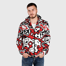 Ветровка с капюшоном мужская Агрессивный яркий камуфляж, цвет: 3D-черный — фото 2