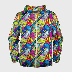Ветровка с капюшоном мужская Multicolored guitars, цвет: 3D-белый