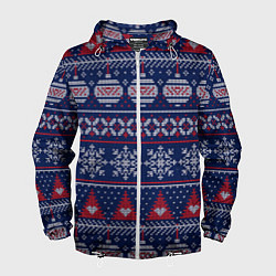 Ветровка с капюшоном мужская New Years sweater, цвет: 3D-белый