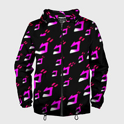 Ветровка с капюшоном мужская JoJos Bizarre neon pattern logo, цвет: 3D-черный