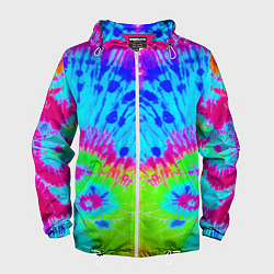 Ветровка с капюшоном мужская Tie-Dye abstraction, цвет: 3D-белый