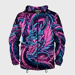 Мужская ветровка Neon Japanese dragon - irezumi