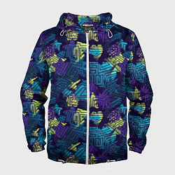 Ветровка с капюшоном мужская Abstract vector pattern, цвет: 3D-белый