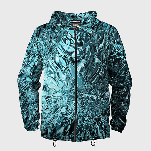 Мужская ветровка Эффект жидкого стекла бирюзовый / 3D-Черный – фото 1