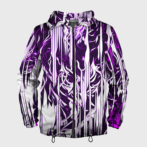 Мужская ветровка Розовые и белые абстрактные узоры / 3D-Черный – фото 1