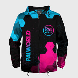 Ветровка с капюшоном мужская Palworld - neon gradient вертикально, цвет: 3D-черный
