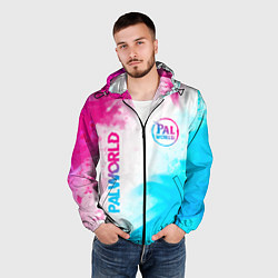 Ветровка с капюшоном мужская Palworld neon gradient style вертикально, цвет: 3D-черный — фото 2
