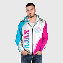 Ветровка с капюшоном мужская Ajax neon gradient style вертикально, цвет: 3D-черный — фото 2