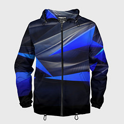 Ветровка с капюшоном мужская Black and blue abstract background sport style, цвет: 3D-черный