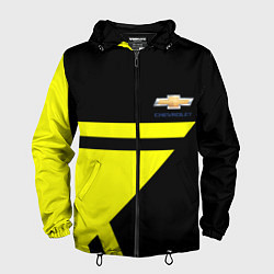 Ветровка с капюшоном мужская Chevrolet yellow star, цвет: 3D-черный