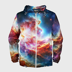 Ветровка с капюшоном мужская The cosmic nebula, цвет: 3D-белый