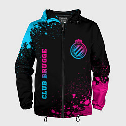 Ветровка с капюшоном мужская Club Brugge - neon gradient вертикально, цвет: 3D-черный