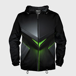 Ветровка с капюшоном мужская Black green abstract nvidia style, цвет: 3D-черный