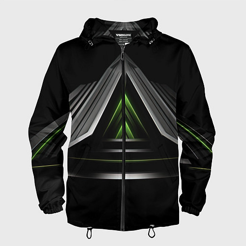 Мужская ветровка Black green abstract nvidia style / 3D-Черный – фото 1