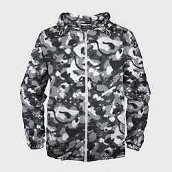 Ветровка с капюшоном мужская Серый пиксельный камуфляж, цвет: 3D-белый