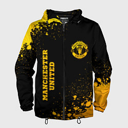 Ветровка с капюшоном мужская Manchester United - gold gradient вертикально, цвет: 3D-черный