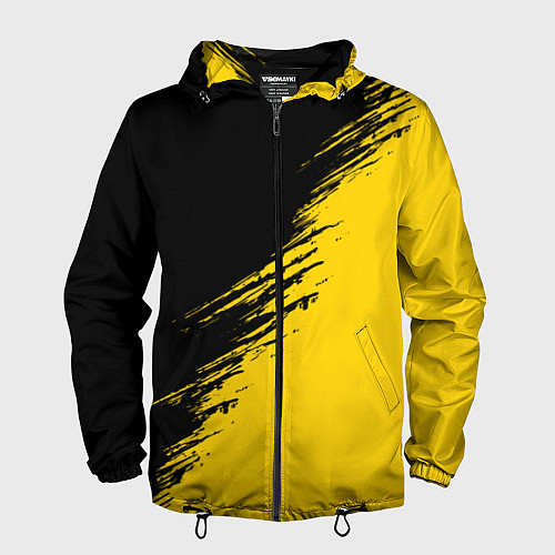Мужская ветровка Черные штрихи на желтом фоне / 3D-Черный – фото 1