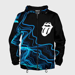 Ветровка с капюшоном мужская Rolling Stones sound wave, цвет: 3D-черный