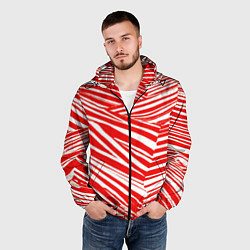 Ветровка с капюшоном мужская Упавшая полоска, цвет: 3D-черный — фото 2
