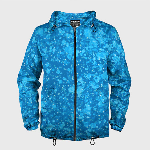 Мужская ветровка Ярко-голубой абстракция космический / 3D-Черный – фото 1