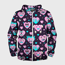 Мужская ветровка Паттерн с арт сердцами