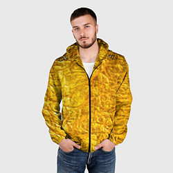 Ветровка с капюшоном мужская Текстура золотой мятой поверхности, цвет: 3D-черный — фото 2