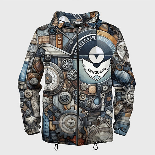 Мужская ветровка Механистический паттерн - авангард нейросеть / 3D-Черный – фото 1