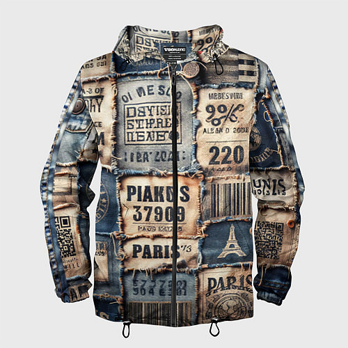 Мужская ветровка Пэчворк джинсы из Парижа / 3D-Черный – фото 1