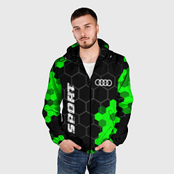 Ветровка с капюшоном мужская Audi green sport hexagon, цвет: 3D-черный — фото 2