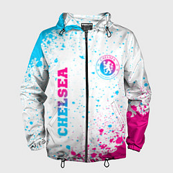 Ветровка с капюшоном мужская Chelsea neon gradient style вертикально, цвет: 3D-черный