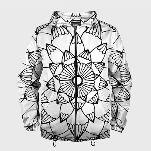 Мужская ветровка Мандала узор ракушка / 3D-Черный – фото 1