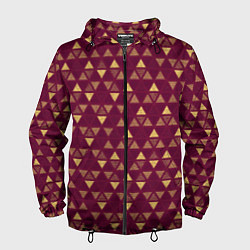 Мужская ветровка Бордо с жёлтыми треугольниками текстурированный па