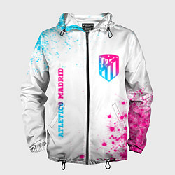 Ветровка с капюшоном мужская Atletico Madrid neon gradient style вертикально, цвет: 3D-черный