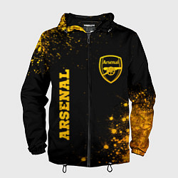 Ветровка с капюшоном мужская Arsenal - gold gradient вертикально, цвет: 3D-черный